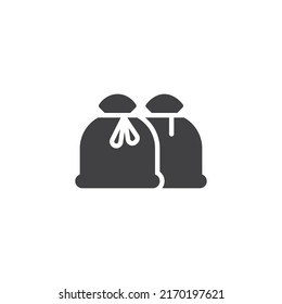 Two trash bags vector icon. filled flat sign for mobile concept and web design. Plastic waste bag glyph icon. Symbol, logo illustration. Vector graphics