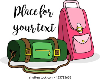 two travel bags and place for text