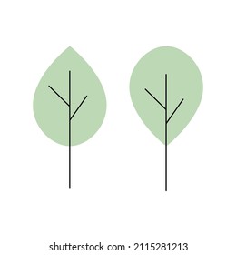 Two tree icon. Green sign. Simple design. Botanical concept. Nature background. Vector illustration. Stock image. 