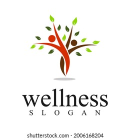 two tree man unique logo about prosperity, humanity and happiness