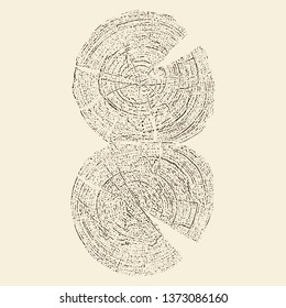 Two Tree rings, log, wood trunk. Vector illustration EPS 10 isolated on white background