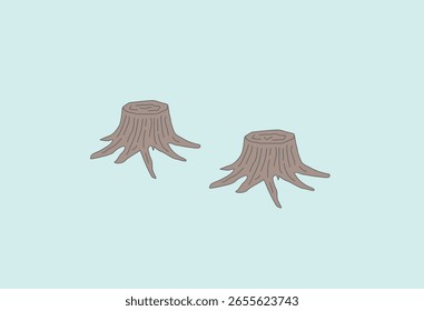 Two Tree Stumps Flat Illustration
A flat and simple illustration of two tree stumps, symbolizing deforestation or tree cutting. Suitable for educational materials, environmental awareness, and forestr