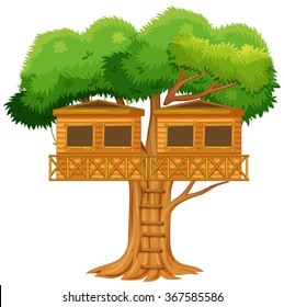 Two treehouses in the tree illustration