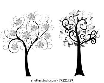 Two  trees isolated on white