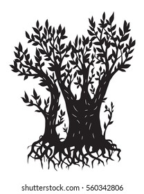 Two trees. Laser or paper cutting. 