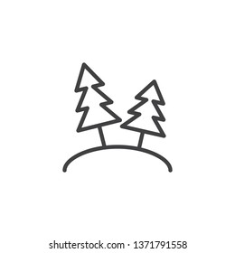 Two trees line icon. linear style sign for mobile concept and web design. Forest hill trees outline vector icon. Outdoor symbol, logo illustration. Pixel perfect vector graphics
