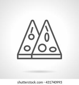 Two triangle slices of pizza. Mexican food. Elements for menu. Simple black line vector icon