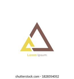 Two triangles connected together. Abstract vector logo design template.