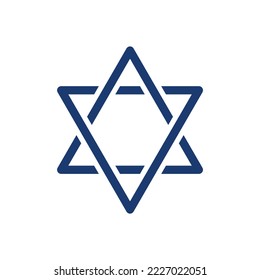 Two triangles intersect and form a six-terminal star Jewish religion symbol