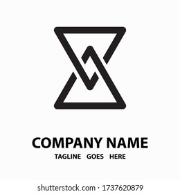 Two Triangles Logo Design Vector Template Monochrome Style