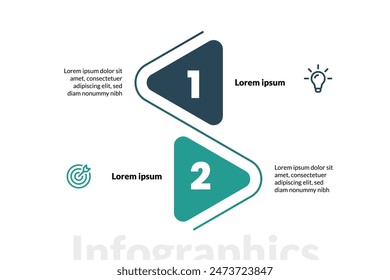 Two Triangles Representing Business Vision Features, Simple infographic design template. Flat vector illustration for presentation.


