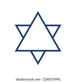 Two triangles in the shape of the Jewish star of David in line style vector illustration with editable stroke