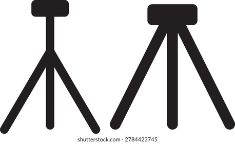 Two tripod stands of different sizes, used for cameras or scientific equipment.
