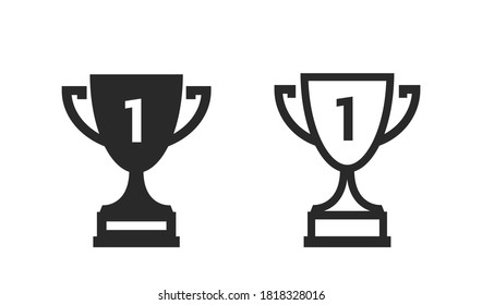 two trophy cups icons. victory, success and first place symbols. simple style infographic design element