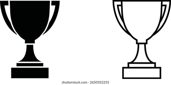 Two trophy illustrations displayed in black and white showcasing a classic design commonly associated with competitions and achievements