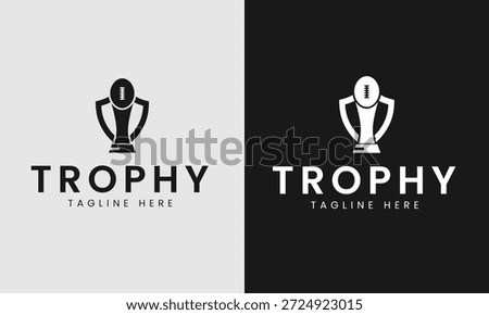 Two trophy with text and tagline on white and black backgrounds