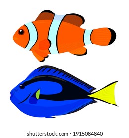 two tropical fish, vector illustration