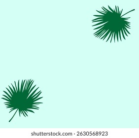 dos hojas tropicales sobre un fondo verde claro,
