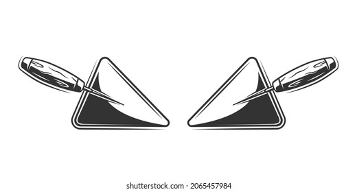 Two trowels close up isolated on white background. Vector illustration