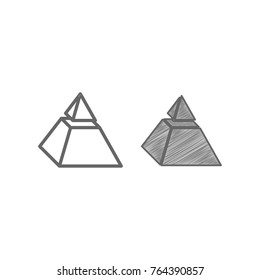 Two truncated pyramids. Vector. Shaded gray icon on white background. Isolated.