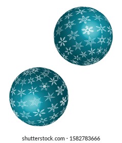 two turquoise Christmas tree balls. toys decoration.