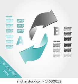 two turquoise infographic 3d arrows