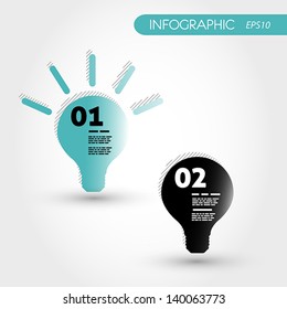 two turquoise infographic bulbs. infographic concept.