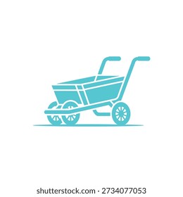 Two turquoise wheelbarrows are depicted in a clean, flat graphic illustration.