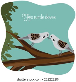 Two turtle doves on a branch EPS 10 vector illustration