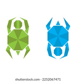 two turtle origami logo design vector icon symbol template illustration