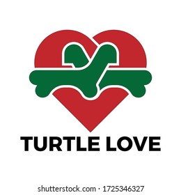 two turtles in love logo vector illustration