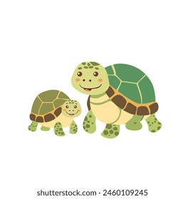 Two turtles are standing next to each other, hand made not AI.