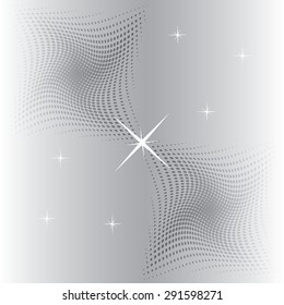 Two twisted gray spirals with halftone effect on silver background