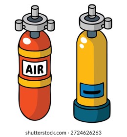 Zwei Arten von Lufttanks für Taucherillustrationen geeignet für Tauchausrüstung Unterwasserausrüstung Sicherheitsdesign und professionelles Tauchen thematische Kunstwerke