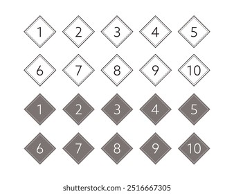 Two types of designs using diamond shapes with numbers