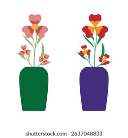 Two Types of Flower with Vase