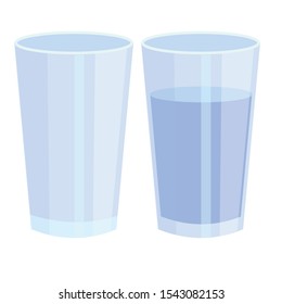 two types a glass of water flat design isolated on white background