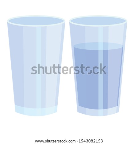 two types a glass of water flat design isolated on white background