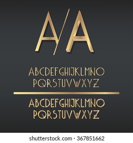 Two Types Of Golden Art Deco Font - Simple Gradient And 3d Gold Variants.