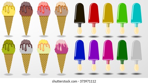 Two types ice creams multicolor