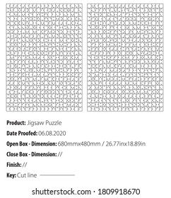 Two types Jigsaw puzzle 1000 pieces template cut - die cut - vector