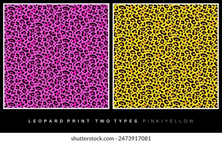 Two types of leopard print: pink and yellow. Flashy animal print backgrounds.