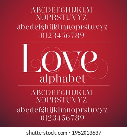 Two types of a nice letter design. Love concept letters on red background.