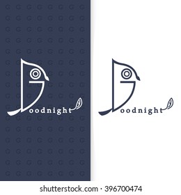 The two types of owl logo are designed base on g - letter with example text "Goodnight".(EPS10 art vector)