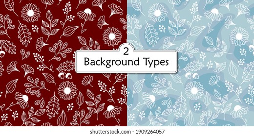 Two types of a seamless floral pattern.