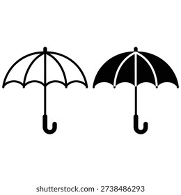 Two umbrellas with different patterns standing side by side.