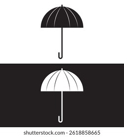 Two umbrellas icons vector illustration isolated on black and white background. Umbrella icon. Umbrella icon. Umbrella vector sign. Umbrella web icon.