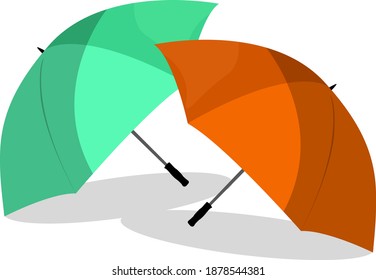 Two umbrellas, illustration, vector on white background