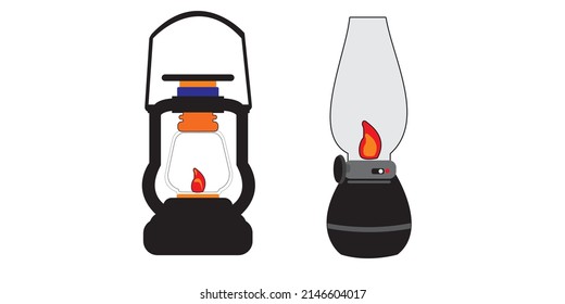 two unique and classic oil lamp vector designs