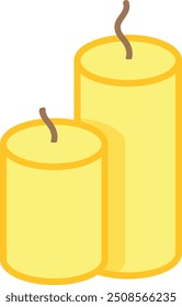 Two unlit cylindrical candles of different heights